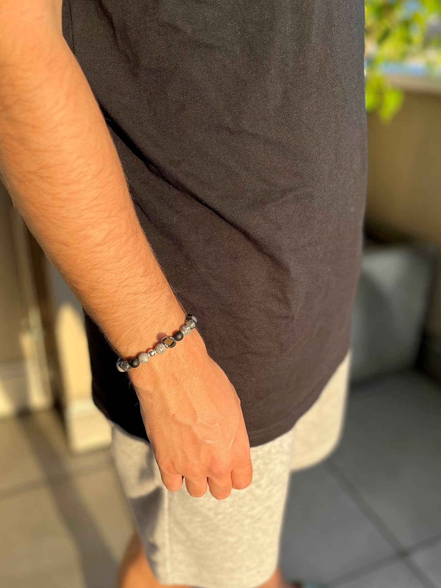 Armbändeli Labradorit, Onyx und Jaspis