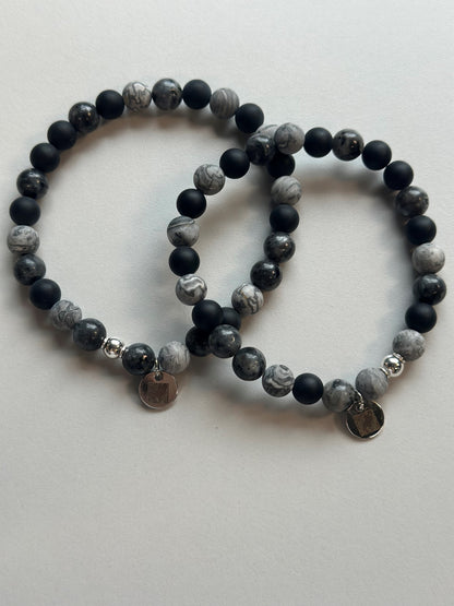 Armbändeli Labradorit, Onyx und Jaspis