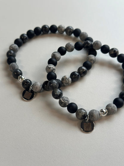 Armbändeli Labradorit, Onyx und Jaspis