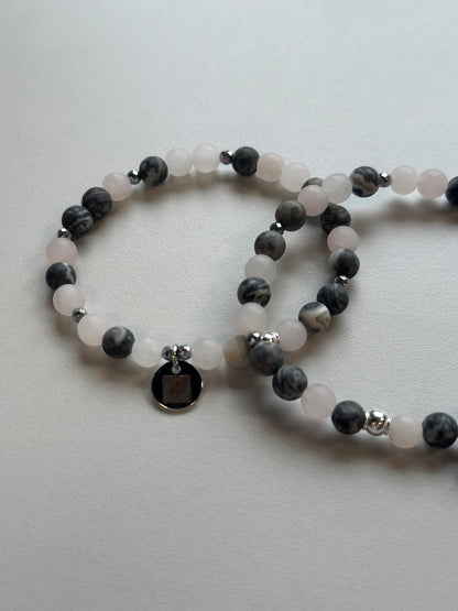 Armbändeli Jaspis, Rosenquarz und Hämatit