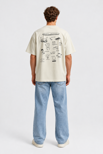 Oversize T-Shirt Rhintaler Skribbl cream