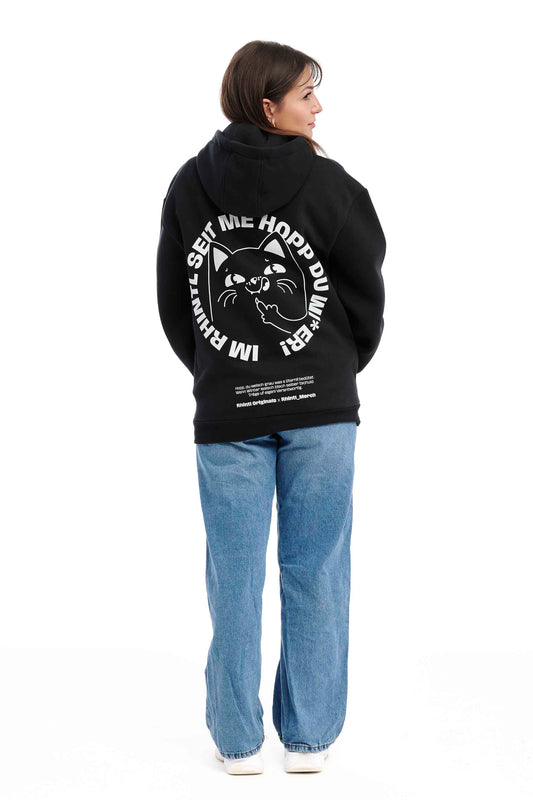 Fluffy Hoodie Im Rhintl seit me Hopp black