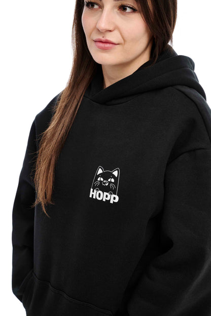 Fluffy Hoodie Im Rhintl seit me Hopp black