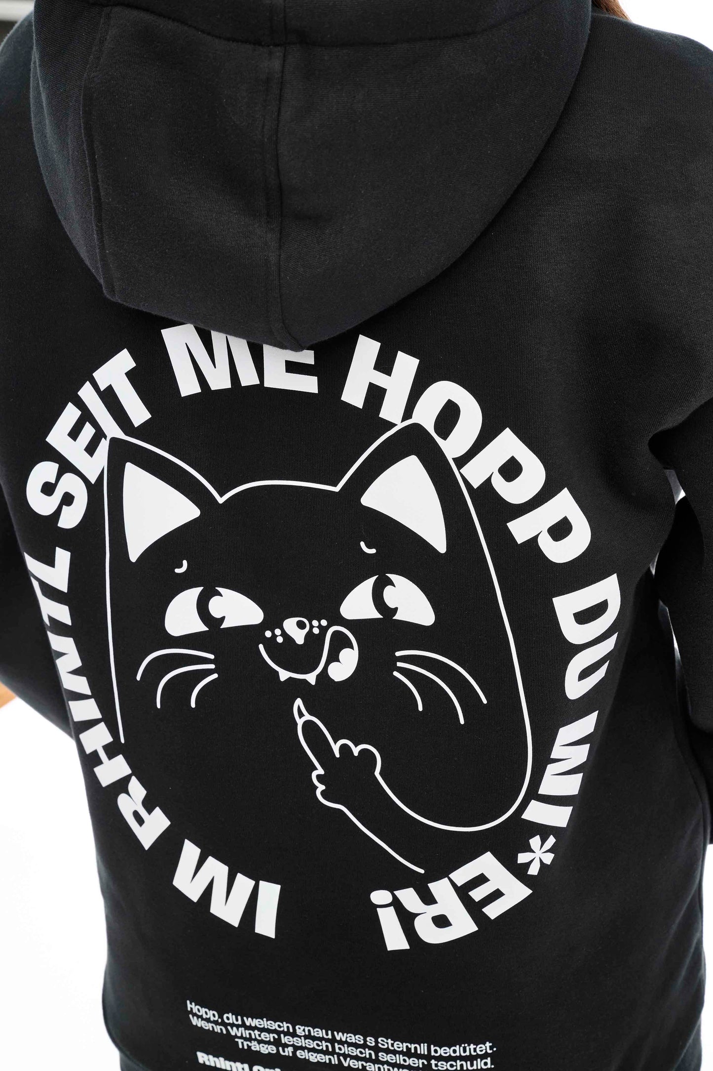 Fluffy Hoodie Im Rhintl seit me Hopp black