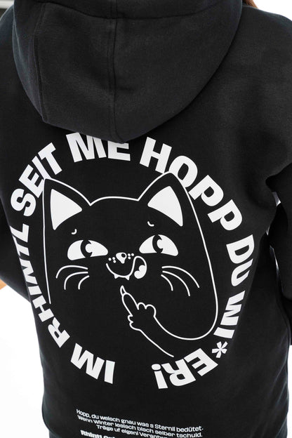 Fluffy Hoodie Im Rhintl seit me Hopp black