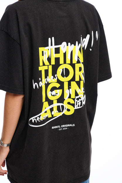 Washed Oversize T-Shirt black "Hoppid"