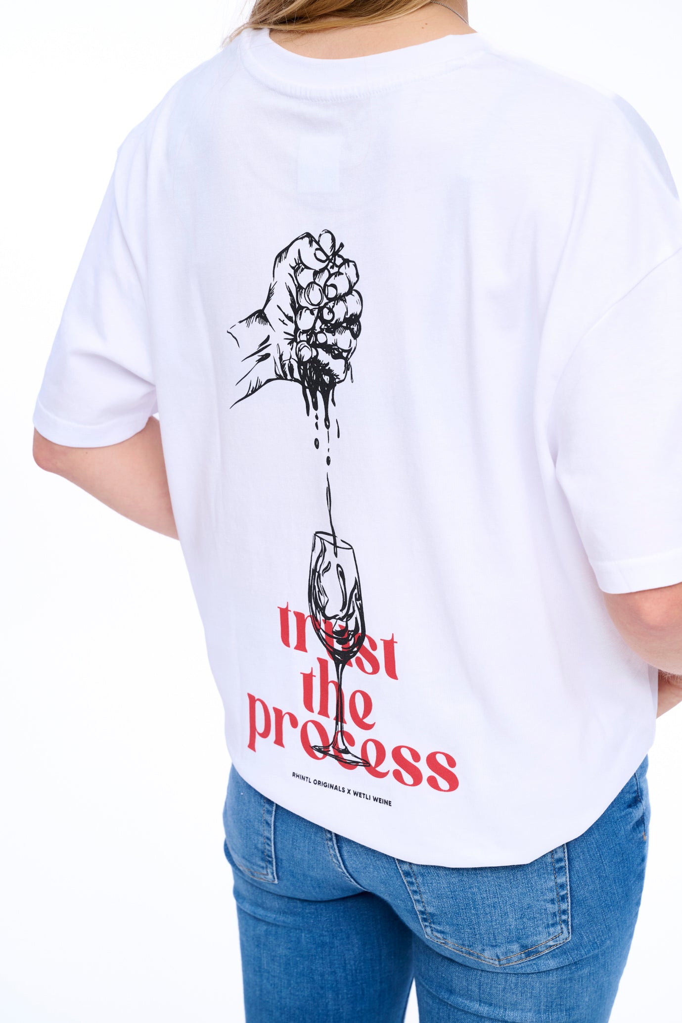 Oversize T-Shirt white Wetli Weine "trust the process"