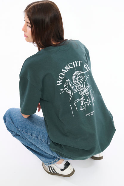 Heavy Oversize T-Shirt bottlegreen "RHEMA"